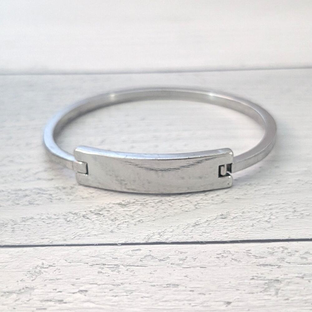 Silver Tone ID Bracelet / Bangle - 6.75"